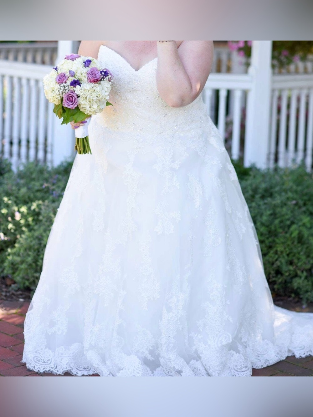 David Tutera Elegant Strapless White Lace Wedding Dress
